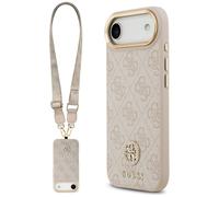 Coque Guess 4G Strass Logo & Big Strap Métal Buttons MagSafe Étui pour iPhone 17 Air Rose