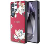 Guess Motif floral en relief MagSafe Samsung Galaxy S25 Ultra fuchsia