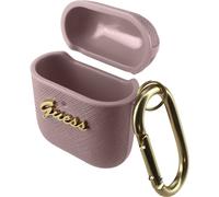 Coque GUESS AirPods effet Cuir Saffiano Rose Gold