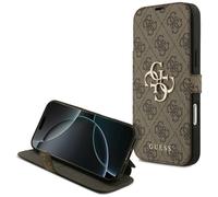Coque Guess Book 4G Métal Logo Étui pour iPhone 17 Pro Max Marron