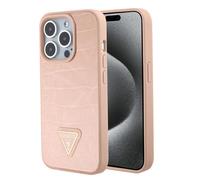 Coque Guess Croco Triangle Metal Logo pour iPhone 15 Pro - Pink