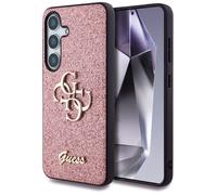 Coque Guess Fixed Glitter Big 4G Metal Logo pour Samsung Galaxy S25 (rose)