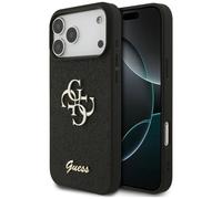 Coque Guess Fixed Glitter Big 4G pour iPhone 18 Pro Max / 17 Pro Max, noire
