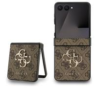CG Mobile Coque Guess Grande avec logo Classique 4G pour Samsung Galaxy Z Flip7 Marron