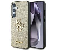 Guess Guess Coque 4G Metal Logo Glitter Samsung Galaxy S25 Doré Dorée