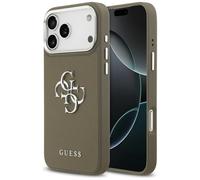 Coque Guess Grainé Grand 4G Logo Classique Étui pour iPhone 17 Pro Max Marron