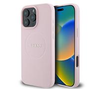 Coque Guess grainée avec anneau MagSafe rose pour iPhone 15 Pro Max
