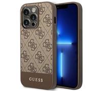 Coque Guess GUHCP14LG4GLBR pour iPhone 14 Pro 6, coque rigide marron de 1 po, collection 4G Stripe