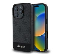 CG MOBILE Guess Coque Rigide en Cuir PU 4G avec Bande inférieure pour iPhone 16 Pro Max, matériau de qualité supérieure, Protection supplémentaire, découpes précises, Protection Contre Les Chutes,