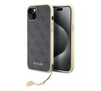 Étui Guess 4G Charms Collection pour iPhone 15 Plus, gris
