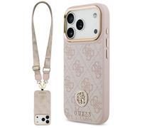 Coque Guess Hardcase 4G Strass Logo avec lanière pour iPhone 17 Pro Max - Pink