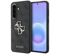 Coque Guess Hardcase Pour Samsung Galaxy A37 Similicuir Gris Logo Métal Doré