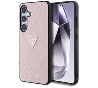 Coque Guess Hot Stamp 4G avec logo triangulaire en métal pour Samsung Galaxy S25 (rose)