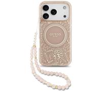 Coque Guess IML Flowers Electro Pearl Strap pour iPhone 17 Pro, rose