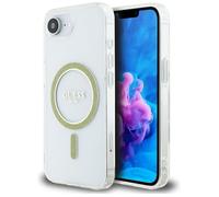 Étui Guess IML Glitter Circle MagSafe pour iPhone 16e transparent