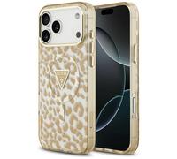 Coque Guess IML Leopard Glitter pour iPhone 18 Pro Max / 17 Pro Max, marron