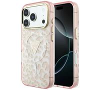 Coque Guess IML Leopard Glitter pour iPhone 18 Pro Max / 17 Pro Max, rose