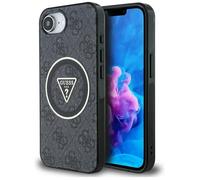 Coque Guess IML Metal Glitter 4G Circle Triangle MagSafe pour iPhone 16e - Black