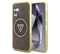 Coque Guess IML Metal Glitter 4G Circle Triangle MagSafe pour Samsung Galaxy S25 - Brown