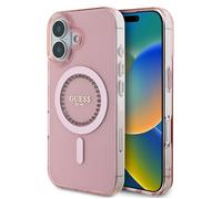 CG Mobile Coque rigide Guess GUHMP16SPFTDTEP pour iPhone 16 6,1" Rose Strass IML MagSafe