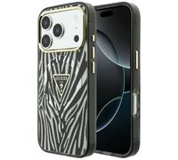Coque Guess IML Zebra Glitter pour iPhone 18 Pro Max / 17 Pro Max, argentée