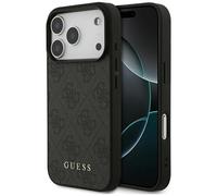 Coque Guess IPHONE 17 Pro Similicuir Gris Classique Logo Couleur Dorée Métal