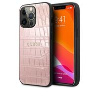 Coque Guess pour iPhone 13 Pro rose à motif crocodile