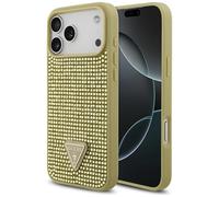 CG MOBILE Guess Rhinestone Triangle Logo Coque pour iPhone 17 Pro Max (doré)