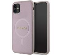 Coque Guess Saffiano MagSafe pour iPhone 11 rose