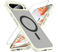 Coque Hensinple pour Google Pixel 9 Pro, Magnétique Compatible avec MagSafe, Verre Trempé, Anti-Traces de Doigts, Antichoc Mince Case Étui pour Pixel 9 Pro 6,8'', Blanc