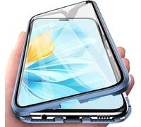 Coque Honor 200 Lite 5g Bleu - Cadre Métal Aimanté, Verre Trempé 9h Avant/Arrière, Ultra¿Mince, Protection 360° Et Compatible Charge Sans Fil