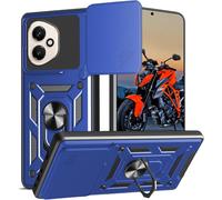 Coque Honor 400 5g - Bumper Tpu & Dos Pc Antichoc, Cache Caméra Coulissant, Anneau Rotatif 360° Compatible Support Magnétique, Bleu