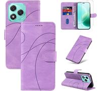 Coque Honor 400 Lite 5g + 1 Verre Trempé - Étui Portefeuille Pu Flip À Rabat Magnétique, Support De Visionnage Et Fentes Pour Cartes (Violet)