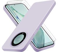 Coque Honor Magic 5 Lite 5g En Silicone Liquide Ultra-Douce + Lot De 2 Protections Écran Verre Trempé + Chiffon Microfibre Anti-Rayures - Violet