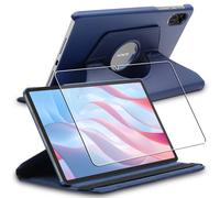 Coque Honor Pad X9 Housse Etui Rotatif 360 PU Cuir + VERRE Tremp, Bleu Fonc