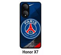 Coque honor x7 - psg paris saint germain metalise - silicone - noir