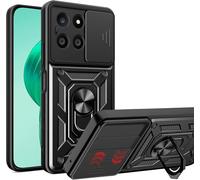 Coque Honor X8b 4g Noir ¿ Protection De Caméra Coulissante, Anneau Rotatif 360°, Compatible Support Magnétique Auto, Tpu+Pc Renforcée Grade Militaire Anti¿Chute