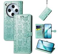 Coque Housse Cuir Pu Verte Pour Oppo Find X8 Pro 5g - Coque Antichoc Portefeuille Flip Motif Chat, 3 Emplacements Cartes, Poche Billets, Fermeture Magnétique, Support