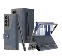 COQUE Housse Galaxy Fold 7, étui en Cuir Pliable à Rabat Mince avec Fente pour Stylo Velcro Amovible, de téléphone Pliable pour Samsung Galaxy Z Fold 7 5G-Bleu