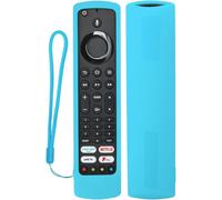 Coque Housse Télécommande compatible avec Fire TV Omni/TCL 2022 CF630 YKF494-B203/Xiaomi Fire Smart TV F2/CT-8565/JVC RM-C3253,Télécommande en silicone antichoc, lavable,avec cordon (Bleu fluorescent)
