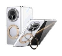 COQUE Housse Transparente pour Honor Magic V5 avec Film Protection Verre Trempé Écran Avant, Support Rotatif 360°, Anti-Rayures et Antichoc, Compatible Charge sans Fil-Or