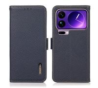 COQUE Housse Xiaomi 17 Pro,Motif de Litchi en Cuir magnétique latéral RFID Anti-Theft Brush Phone Case Flip Folio de Protection pour Xiaomi 17 Pro-Bleu