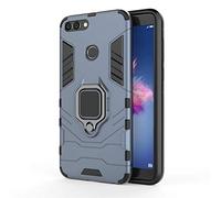 Coque Huawei Enjoy 7S / P Smart, CHcase 2 en 1 Armour style robuste hybrides double couche Armure Defender TPU + PC Case Cover avec Support Magnétique Car Mount pour Huawei Enjoy 7S -Black Plus Gray