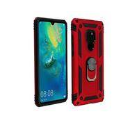 Coque Huawei Mate 20 Bi matière Rigide Souple Bague Support Vidéo rouge