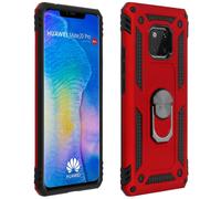 Coque Huawei Mate 20 Pro Bi matière Rigide Souple Bague Support Vidéo Rouge