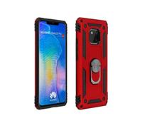 Coque Huawei Mate 20 Pro Bi matière Rigide Souple Bague Support Vidéo Rouge
