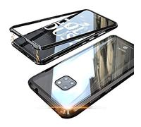 Coque Huawei Mate 20 Pro, Coque Adsorption Magnétique Ultra Mince Rigide Anti-rayures Etui Housse Métal Bumper Frame Case Cover avec Verre Trempé Transparent Backcover pour Huawei Mate 20 Pro