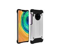 Coque Huawei Mate 30 Pro Design Relief Bi-matière Robuste Antichute 18m argenté