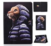 Coque Huawei Mediapad T5, Lspcase Etui Mediapad T5 10 Housse en Cuir Premium Flip Case Portefeuille Cover avec Stand Support et Carte de Slot pour Huawei Mediapad T5 10.1 Pouces Chat
