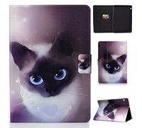 Coque Huawei Mediapad T5, Lspcase Etui Mediapad T5 10 Housse en Cuir Premium Flip Case Portefeuille Cover avec Stand Support et Carte de Slot pour Huawei Mediapad T5 10.1 Pouces Chat Noir